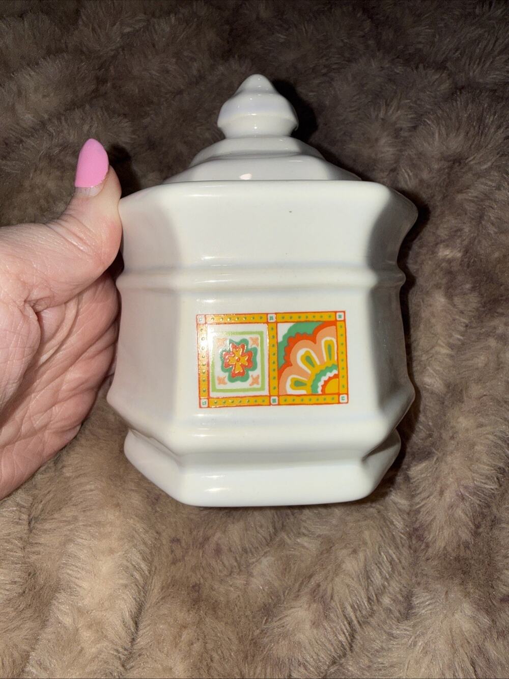 Avon Small Vintage Decorative Ceramic Storage Canister with Top